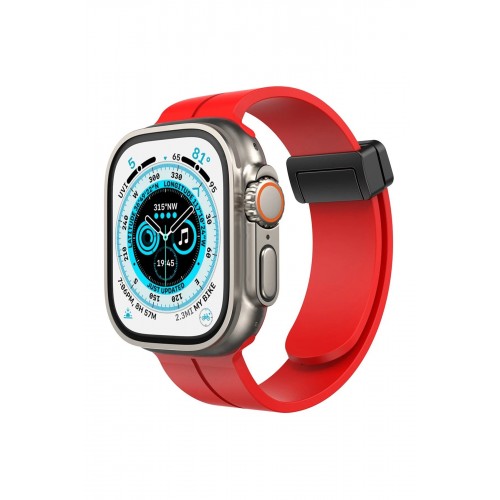 Apple Watch 42mm KR412 Elegance Stylısh Kordon - Kırmızı-(5796)