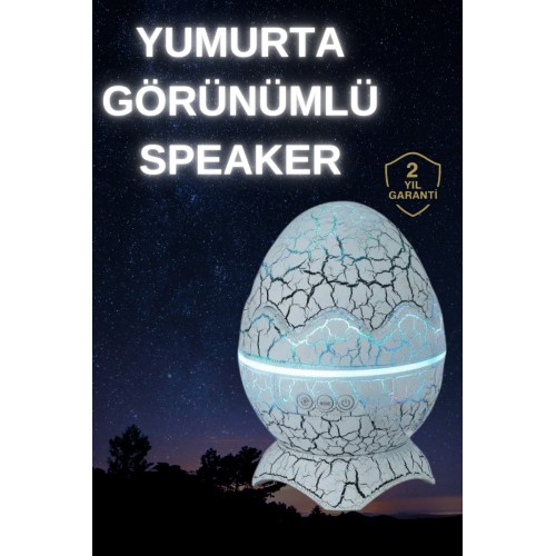 Dinozor Yumurtası Gece Masa Lambası Bluetooth Hoparlör 14 Renk Seçeneği