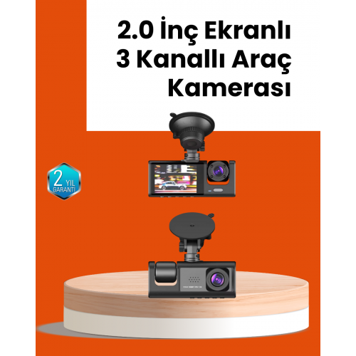 Full HD Araç Kamerası  Çift Yönlü Kayıt ve Darbe Sensörü
