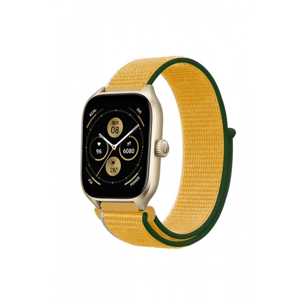 Watch 22mm Hasırlı Cırtcırtlı Kordon - Sarı-(5796)