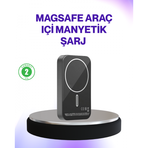 Mıknatıslı MagSafe Uyumlu Araç Tutucu Kablosuz Şarj Destekli