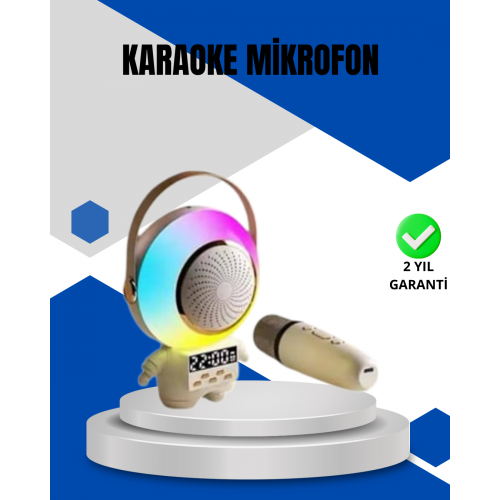 Kablosuz Mikrofonlu Astronot Tasarım Bluetooth Speaker Karaoke