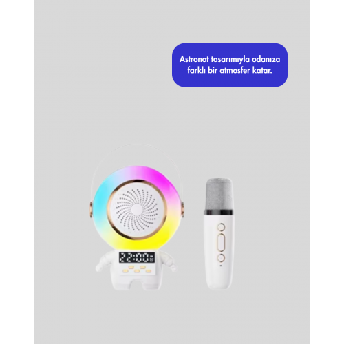 Kablosuz Mikrofonlu Astronot Tasarım Bluetooth Speaker Karaoke Kablosuz Mikrofonlu Astronot Tasarım Bluetooth Speaker Karaoke