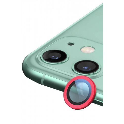 iPhone 12 Mini Raze Metal Kamera Lens - Kırmızı-(5796)