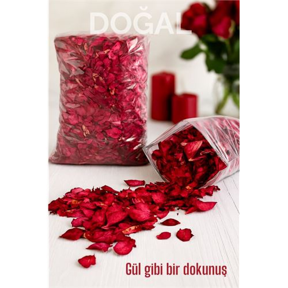 Doğal Kurutulmuş Gül Yaprakları – Dekoratif Aromatik ve Romantik Kullanım İçin 350g Paket