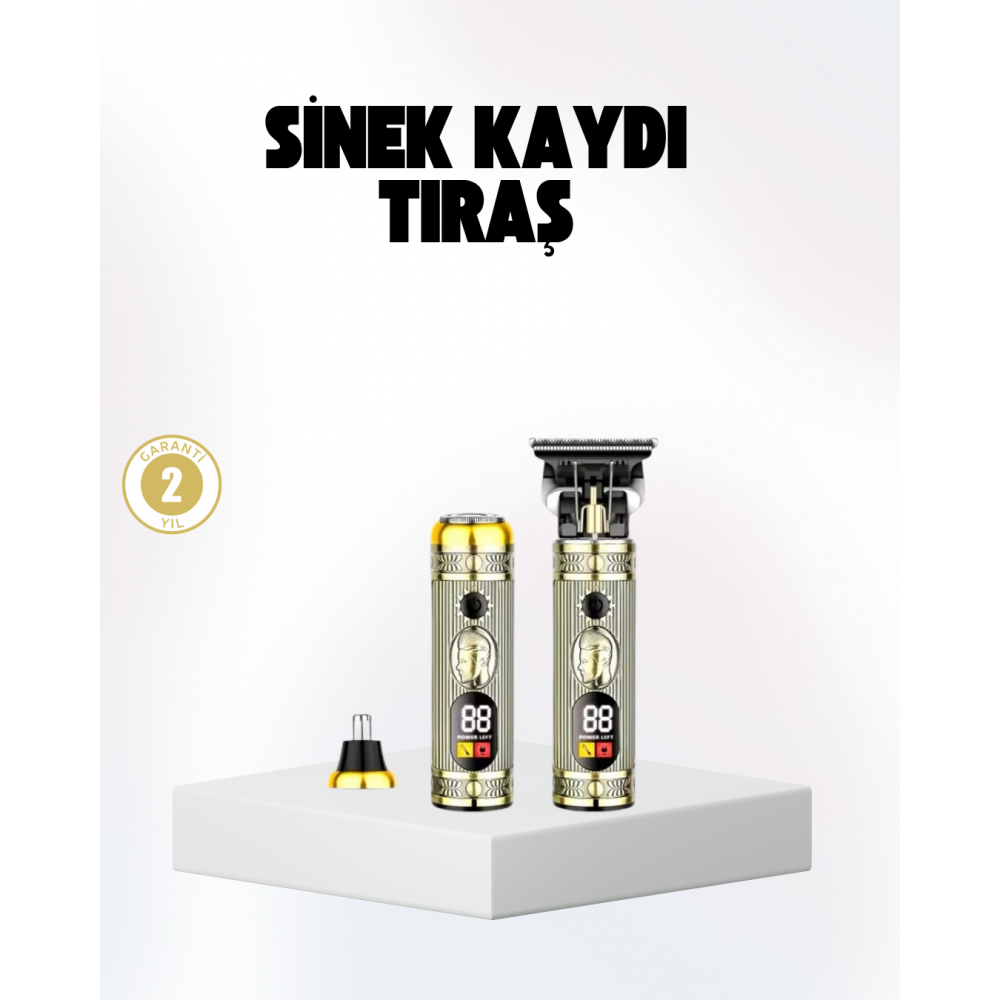 2’si 1 Arada Saç ve Sakal Düzeltici Seti – T Bıçaklı 8 Farklı Kılavuz Tarağı