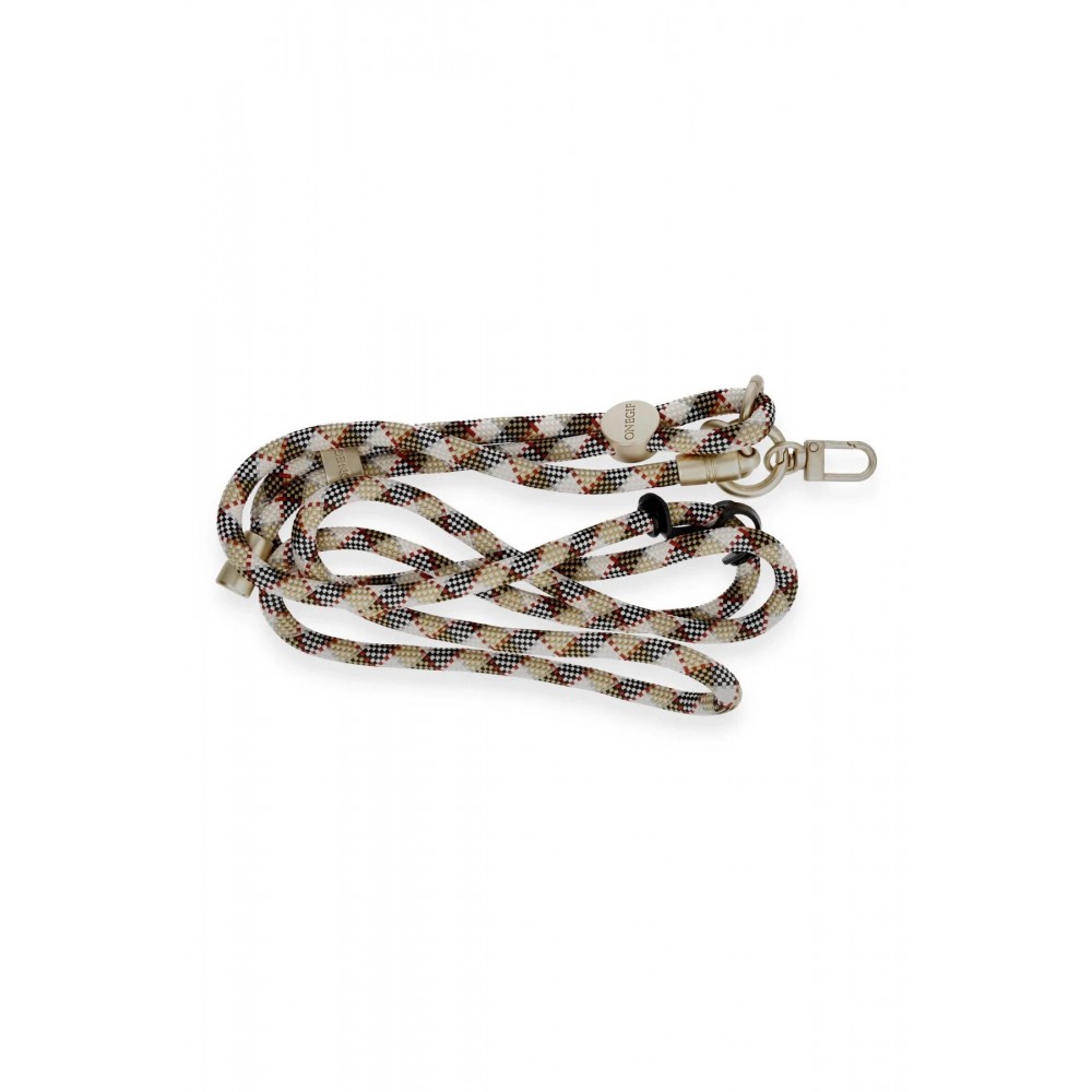 JE Desenli Boyun Askısı - Kahverengi-(5796)