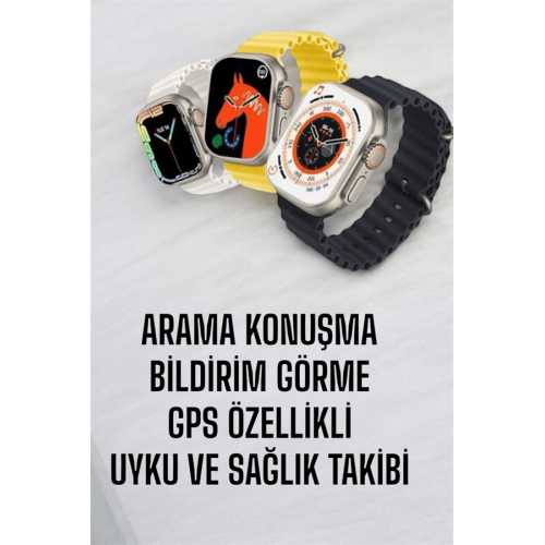 45 MM Gri Kasa Ultra Akıllı Saat Sesli Görüşme Sağlık Takibi Suya Dayanıklı