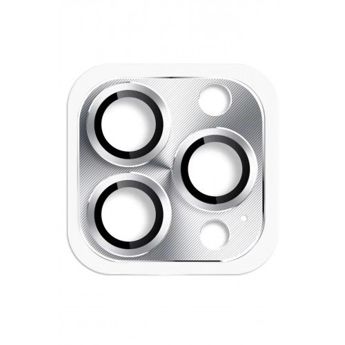 iPhone 16 Pro Max Pers Alüminyum Kamera Lens - Gümüş-(5796)