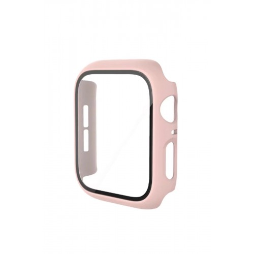 Apple Watch 40mm Camlı Kasa Ekran Koruyucu - Pembe-(5796)