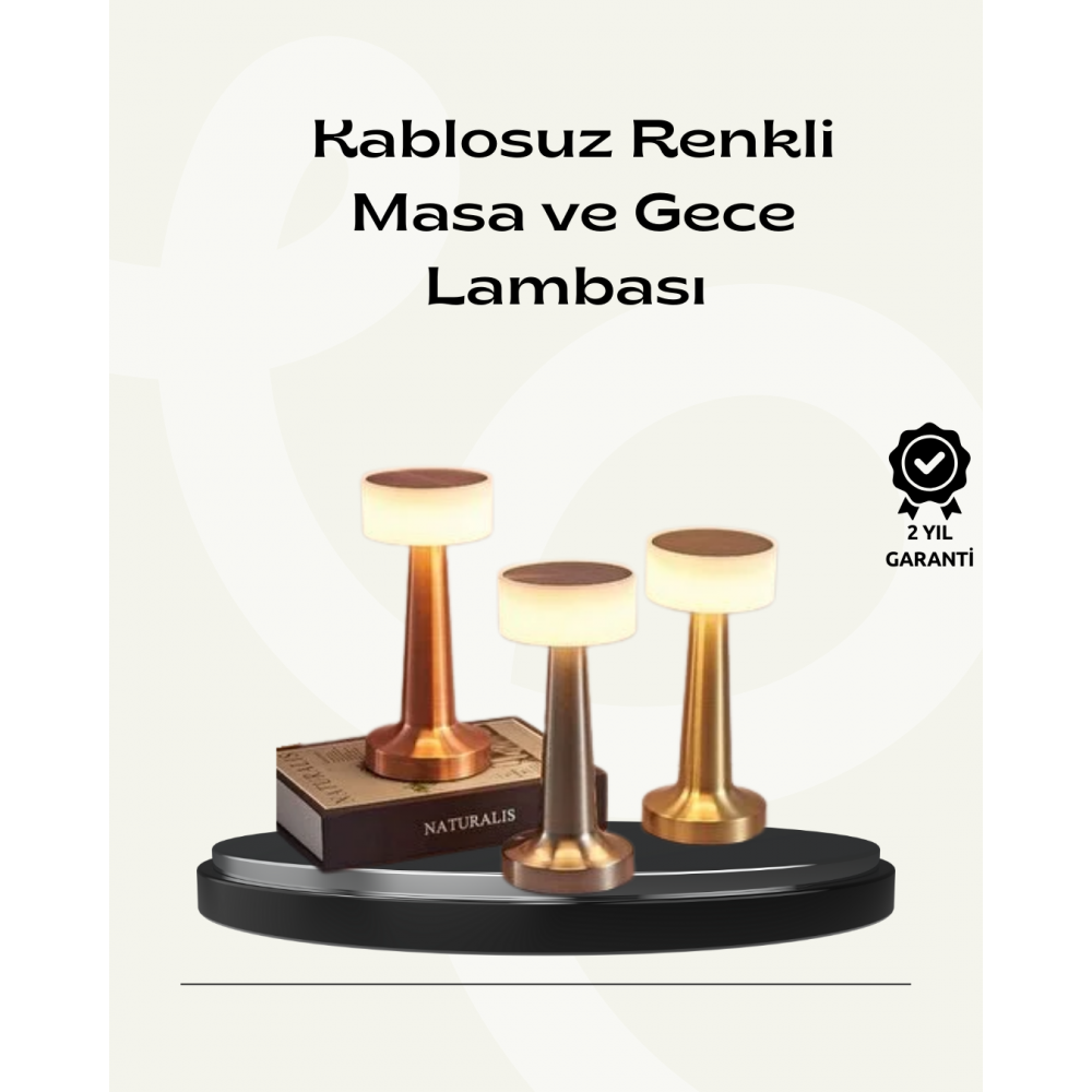 Modern USB'li Kablosuz Masa Lambası – Minimalist Tasarım 3 Farklı Parlaklık