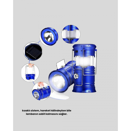 Güneş Enerjisiyle Çalışan Kamp Feneri Hafif Portatif Uzun Ömürlü