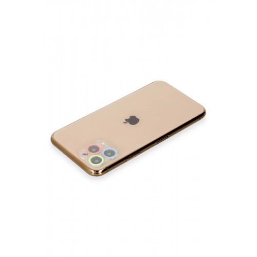 iPhone 11 Pro Max Renkli Kamera Lens Koruma Cam - Mavi-Yeşil-(5796)