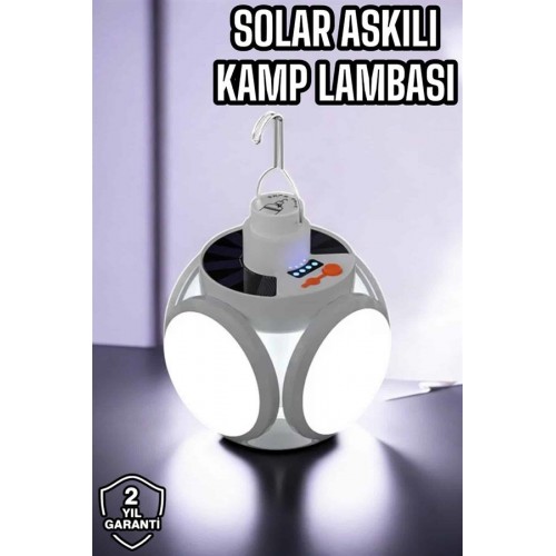 Güneş Enerjili Solar Aydınlatma Kamp Çadır Lambası Şarjlı Ampül Led Şarjlı El Feneri Işıldak