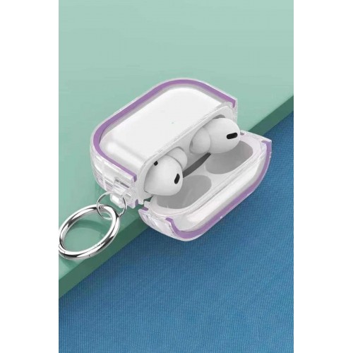 Airpods Pro 2 (2.nesil) Shiny Şeffaf Kılıf - Mor-(5796)