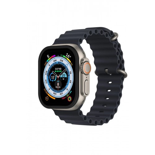 Apple Watch Ultra 49mm Alüminyum Kasa Cam Ekran Koruyucu - Siyah-(5796)
