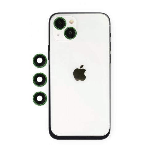 iPhone 14 Shine Kamera Lens - Yeşil-(5796)