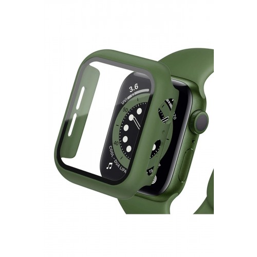 Apple Watch 40mm Camlı Kasa Ekran Koruyucu - Koyu Yeşil-(5796)