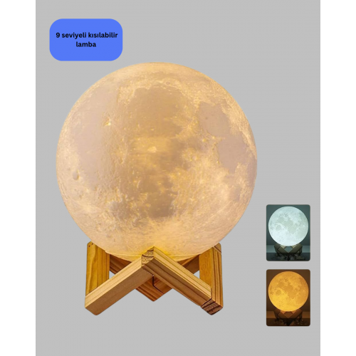 16 Renkli 3D Ay Gece Lambası RGB Modlu Şarjlı Uzaktan Kumandalı 16 Renkli 3D Ay Gece Lambası RGB Modlu Şarjlı Uzaktan Kumandalı