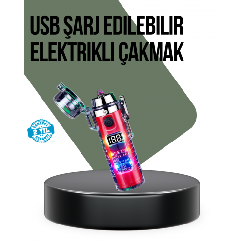 Güç Göstergeli Şarjlı Fenerli USB Elektrikli Çakmak