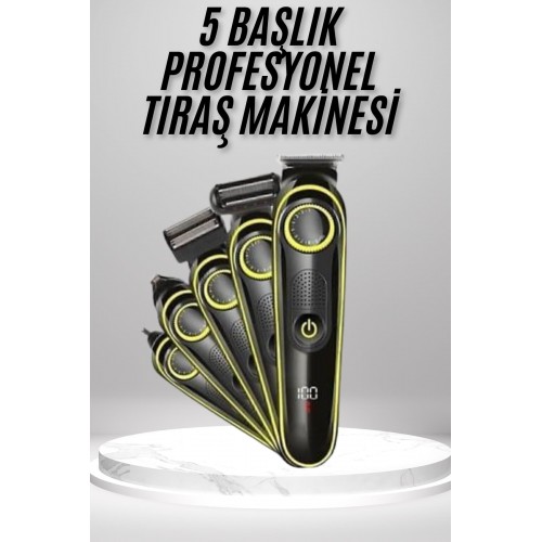 Saç Sakal Vücut Tıraş Makinesi 5in1 Kablosuz Burun Kulak Tıraş Makinesi