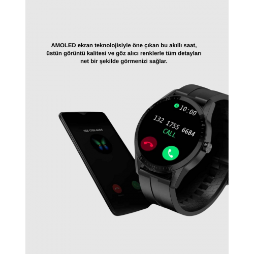 AMOLED Ekranlı Smartwatch – 3 Kordonlu Kalp Atış & Uyku Takipli Akıllı Saat
