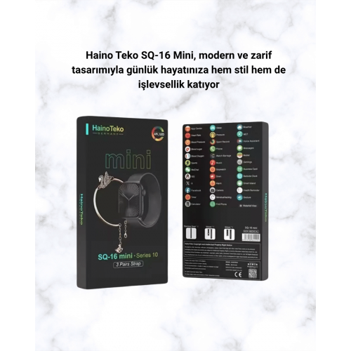 SQ-16 Mini Series 10 Akıllı Saat | Şık ve Hafif Tasarım 3 Kordon Seçeneği SQ-16 Mini Series 10 Akıllı Saat | Şık ve Hafif Tasarım 3 Kordon Seçeneği