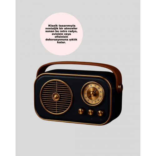 Retro Bluetooth Radyo – Nostaljik Tasarım TF Kart ve USB Destekli