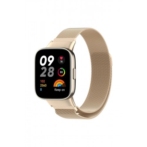 Xiaomi Redmi Watch 3 Metal Mıknatıslı Kordon - Metalik Gold-(5796)