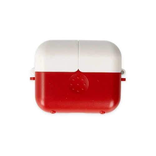 Airpods 3 (3.nesil) Basmalı Kılıf - Kırmızı-Beyaz-(5796)