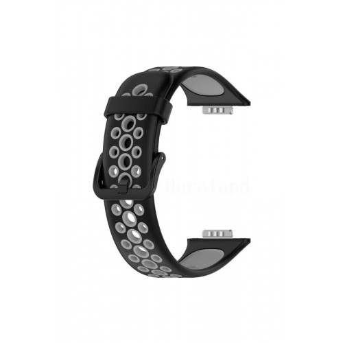 Huawei Watch Fit 2 Spor Delikli Kordon - Siyah-Gri-(5796)