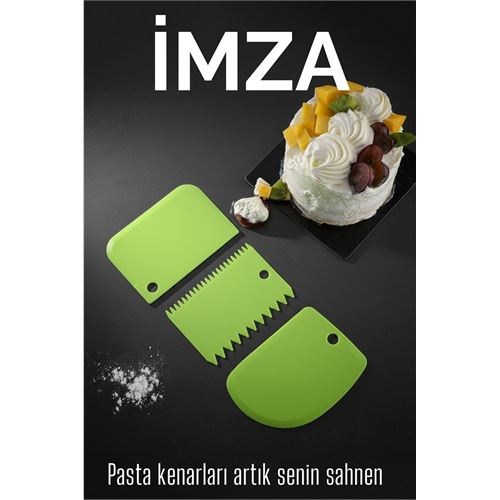 3’lü Dekoratif Şekillendirme Aparatı Hamur Pasta Kesici Kazıma  (Düz Dişli Kavisli)