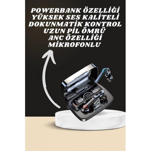 Dijital Göstergeli Powerbank Kulaklık ve 7 Kordonlu Yeni Nesil Akıllı Saat Amoled Ekran