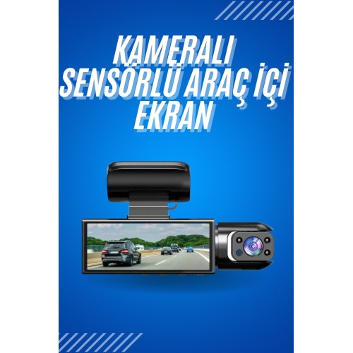 Araç İçi Full Hd Kamera Ön ve Arka Kameralı Ekranlı Araç Kamerası