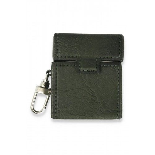 Airpods 2 (2.nesil) Deri Kılıf - Haki Yeşil-(5796)