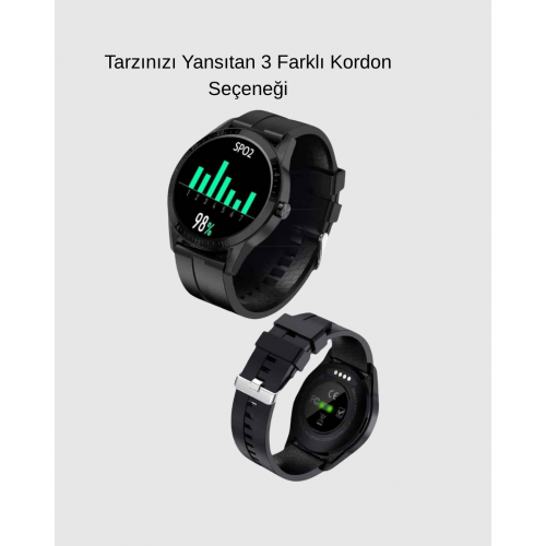 AMOLED Ekranlı Akıllı Saat – 3 Kordon Seçenekli Suya Dayanıklı Kalp Atış ve Uyku Takip Özellikli AMOLED Ekranlı Akıllı Saat – 3 Kordon Seçenekli Suya Dayanıklı Kalp Atış ve Uyku Takip Özellikli