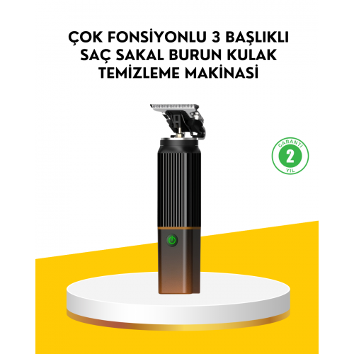 3’ü 1 Arada Şarjlı Erkek Bakım Seti – Saç Sakal ve Burun Tüyü Kesme Makinesi