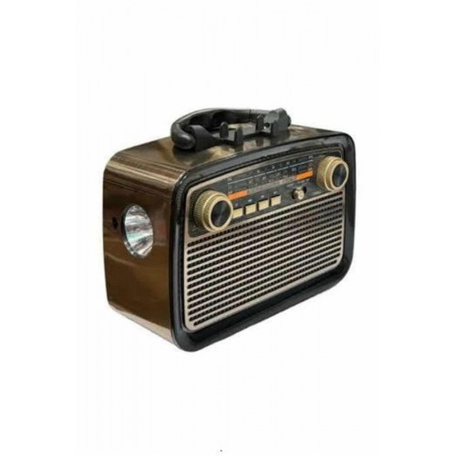 Nostalji Radyo Bluetooth Hoparlör USB-SD Kart Giriş Led Fener Işıklı Bataryalı Pilli