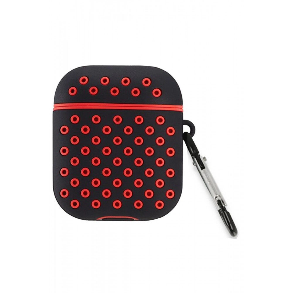 Airpods 2 (2.nesil) Spor Delikli Kılıf - Siyah-Kırmızı-(5796)
