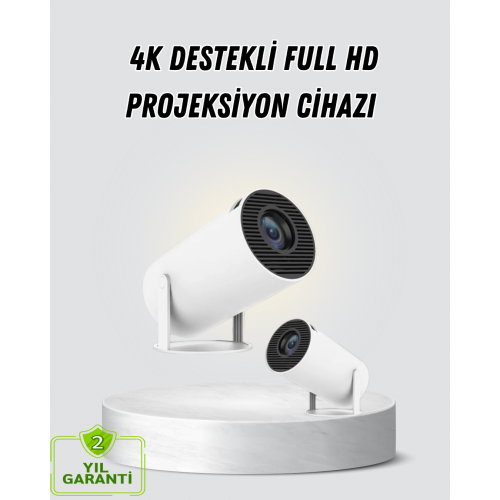 Full HD 4K Destekli Akıllı Projeksiyon – 130 inç Ekran Uzun Ömürlü Ampul ve Çoklu Giriş