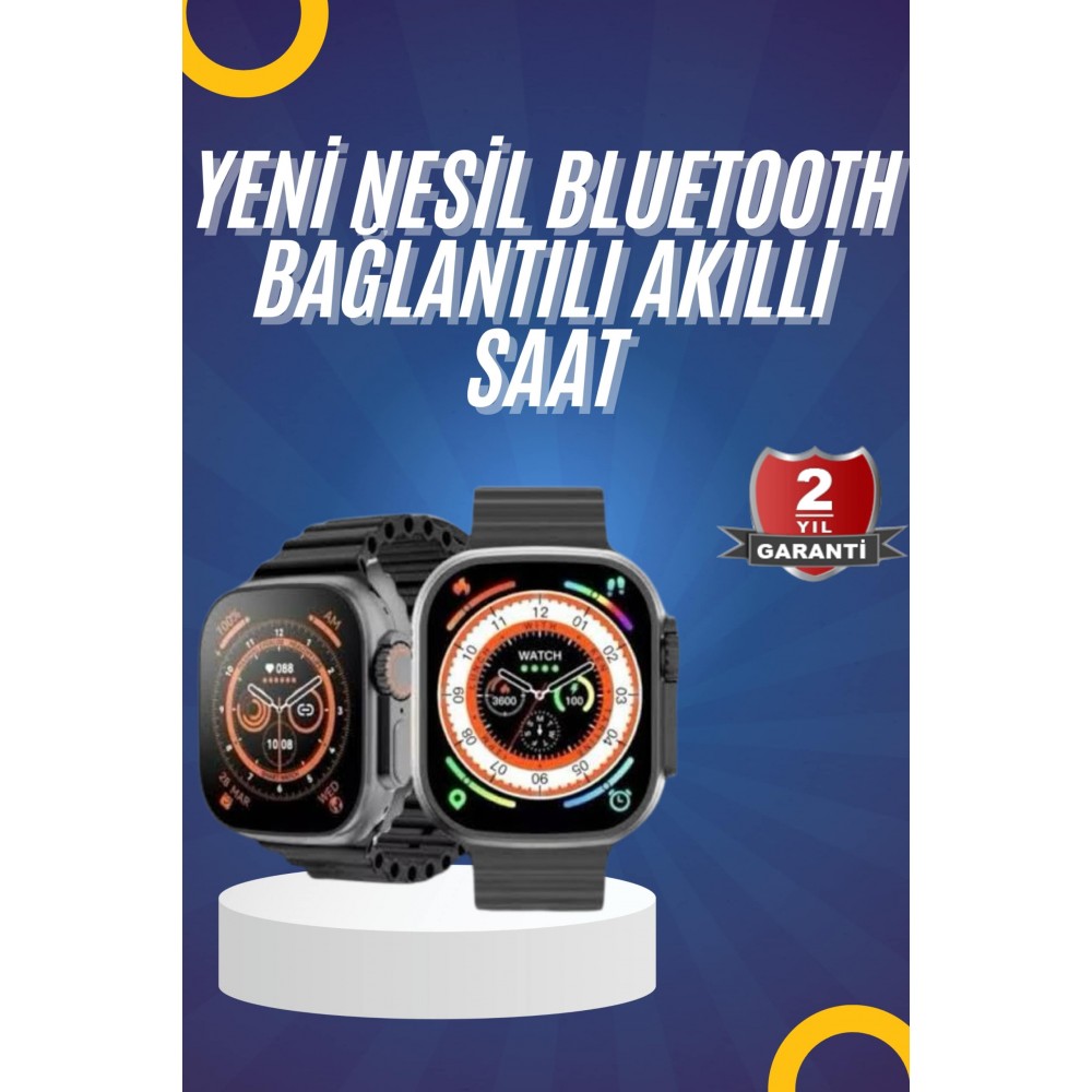 Yeni Model Akıllı Saat Ultra Smart Watch Gümüş Kasa 45mm Titreşim