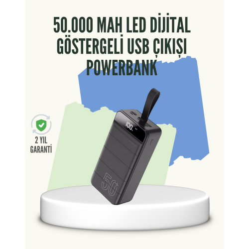 Yüksek Kapasiteli 50.000 mAh Powerbank – Type-C Lightning ve Micro USB Uyumlu Çoklu Cihaz Şarj Özellikli
