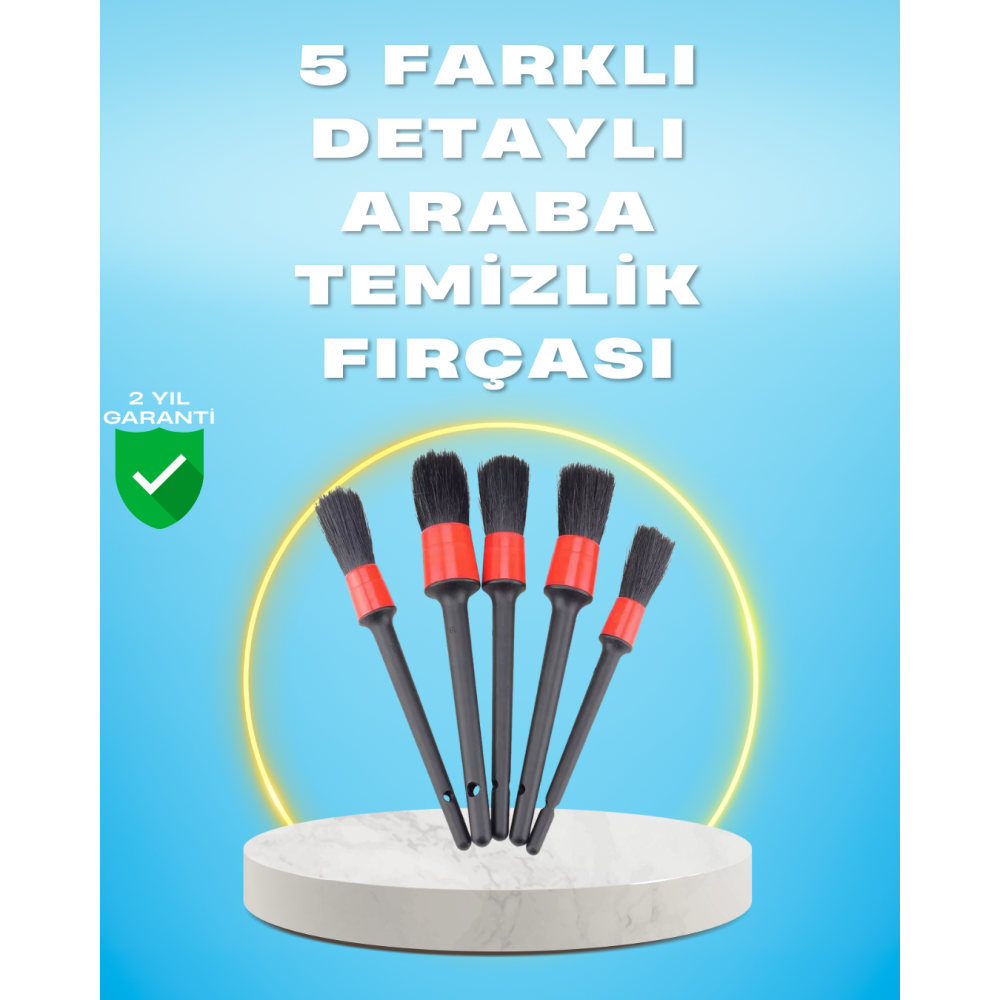 5'li Araba Temizlik Fırçaları-Farklı Boyutlu Fırçalarla Derinlemesine Temizlik