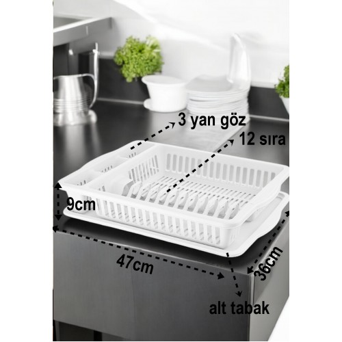 Turk Bulaşık Durulama Sepeti Tabaklık Bulaşık Kurutmalık BEYAZ Alessi