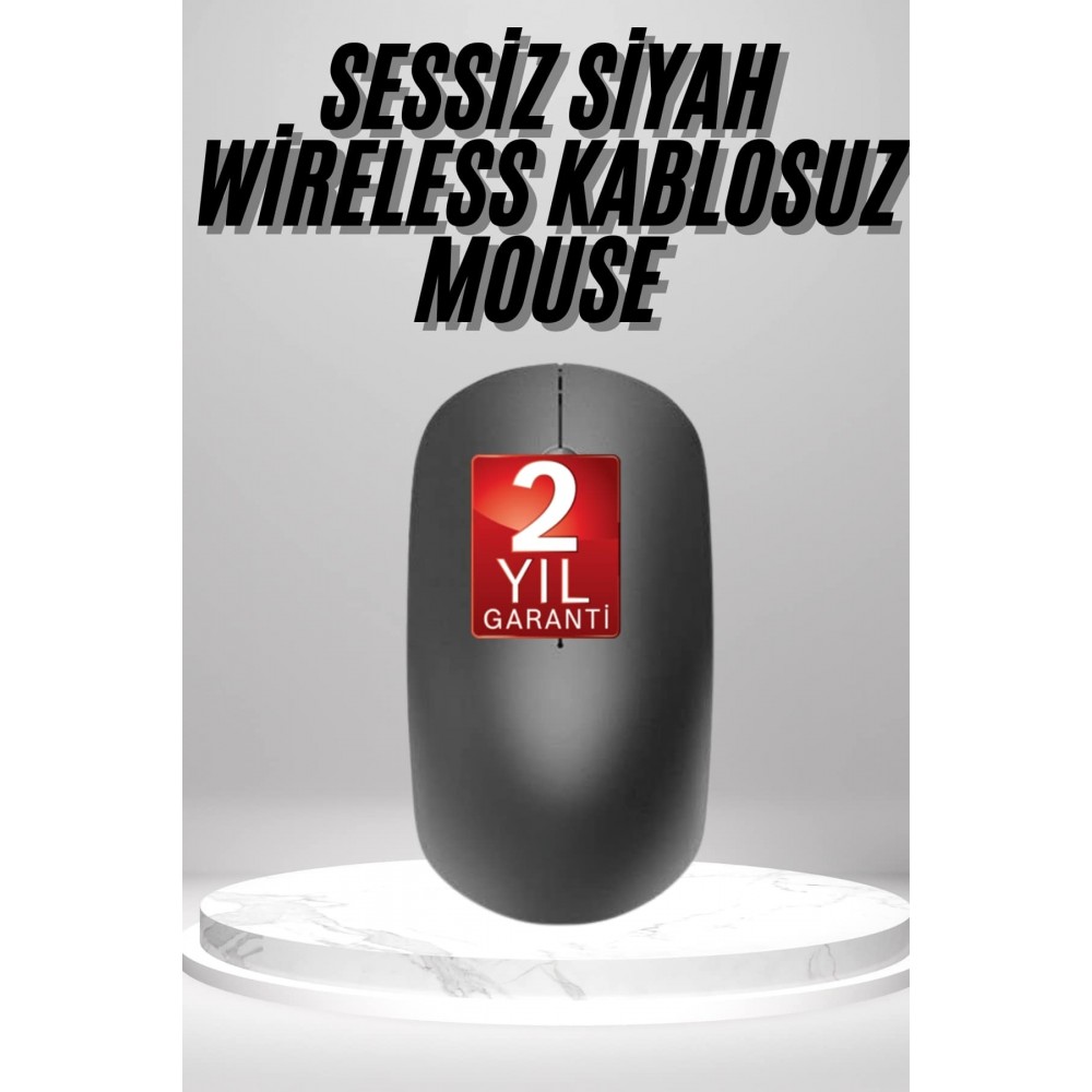 Siyah Kablosuz Mouse Wireless Mouse Minimal Tasarım