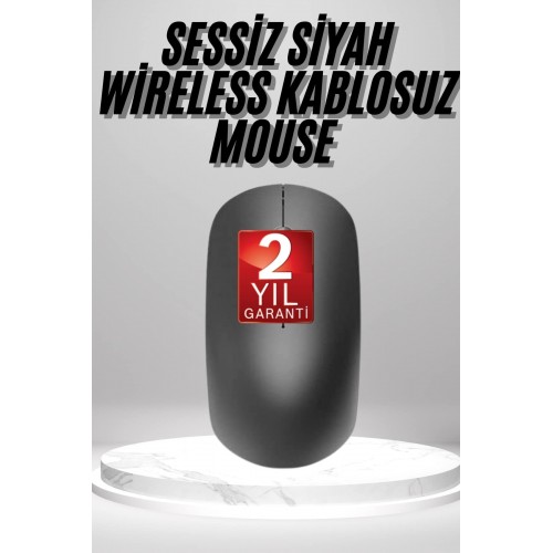 Siyah Kablosuz Mouse Wireless Mouse Minimal Tasarım