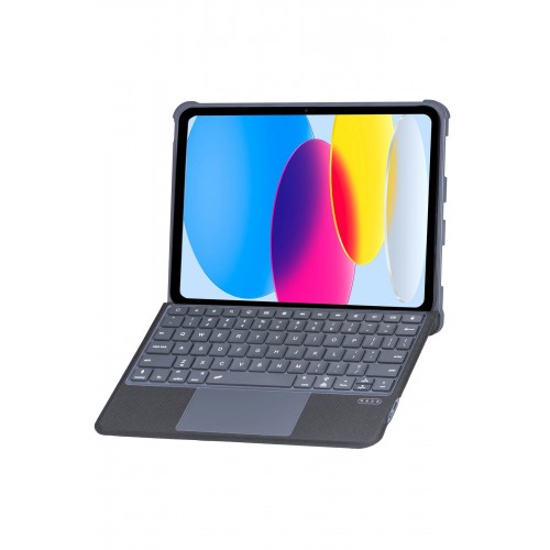 T5508D iPad 2022 10.9 (10.Nesil) Kılıf Palermo Ledli Klavyeli Standlı Tablet Kılıfı - Siyah-(5796)