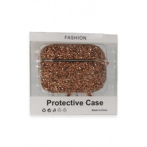 Airpods 3 (3.nesil) Mira Taşlı Kılıf - Rose Gold-(5796)