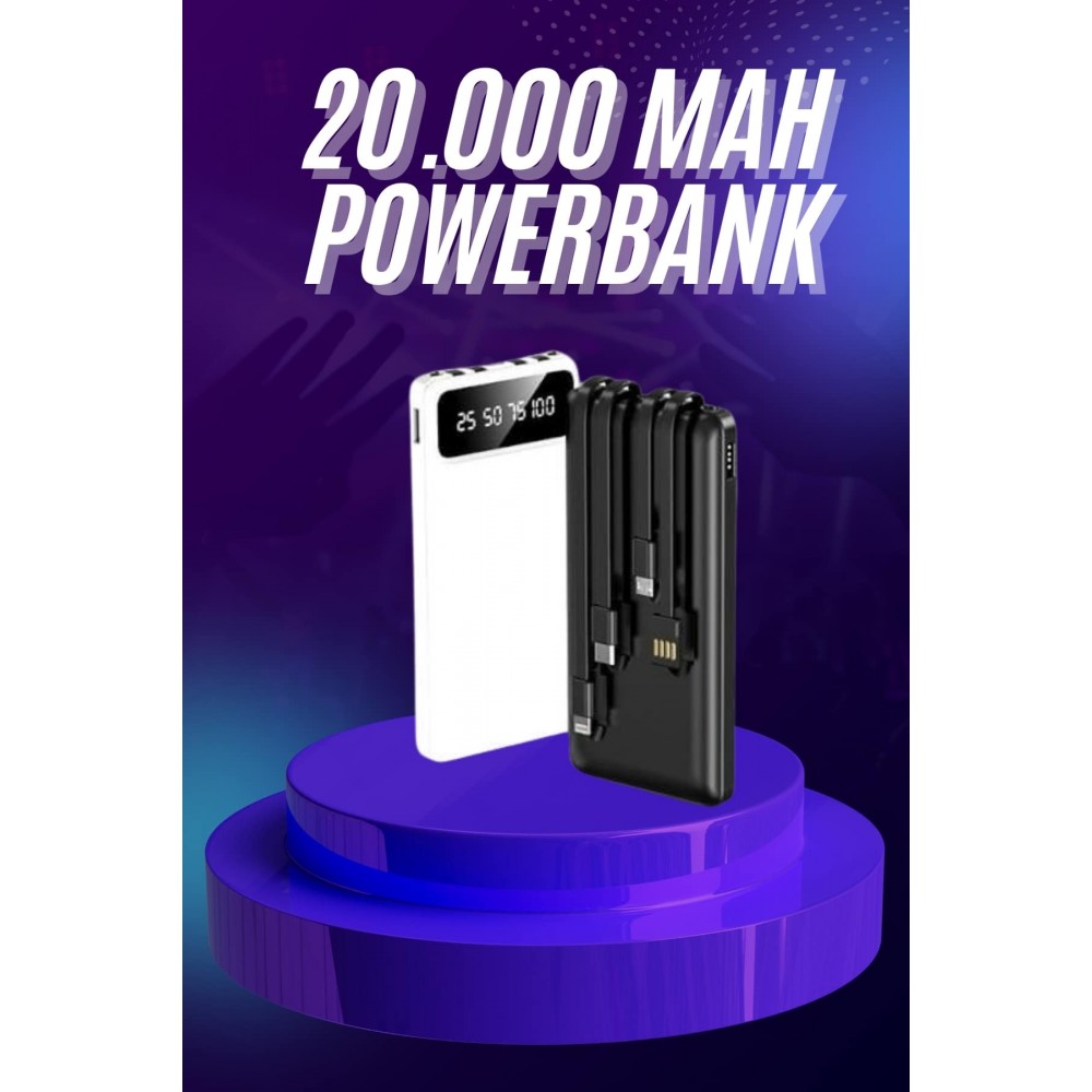 Powerbank 20.000 MAH Hızlı Şarj Özellikli Taşınabilir USB Girişli