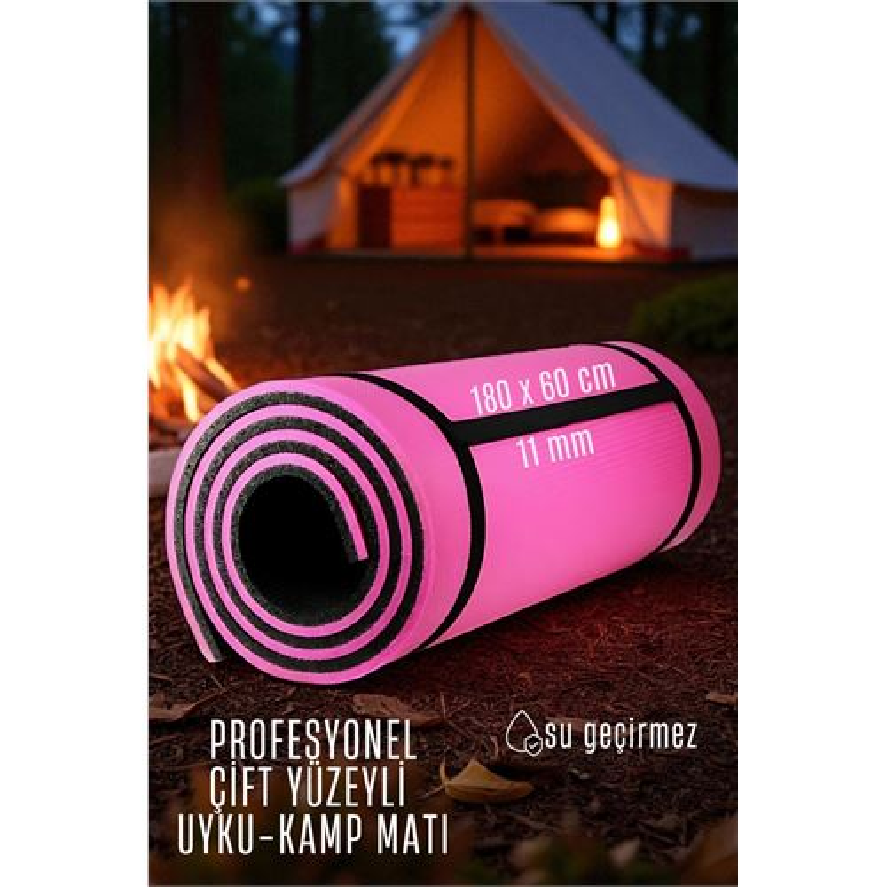 HSNET Uyku Matı - Kamp Matı - Piknik Çadır Matı 11 mm Çift Taraflı Pembe
